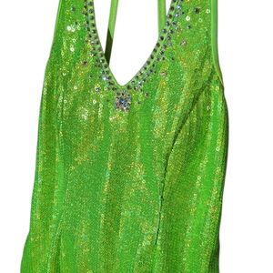 Custom Made by Sheryl Wilds Sparkling Lime Green Sequin Mini Dress szS majorette